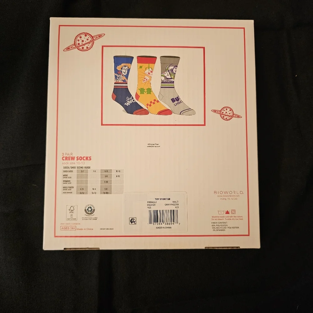 Disney Toy Story Bundle of 3 Pairs of Socks in Pizza Planet Pizza Box